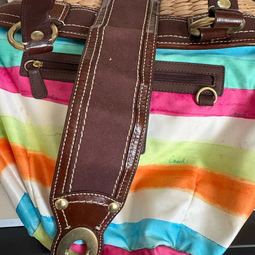 Coach Legacy 10728
Basket Tote Woven
Straw Espresso Brown
Leather Turn Lock#exc! - Picture 11 of 12